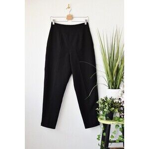 Vintage 80s Ankle Pants Woman's S M Black Cigarette Pants Cropped 60s Retro